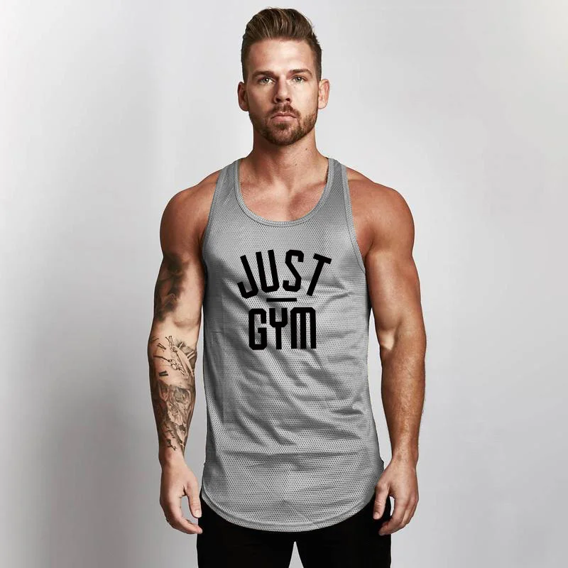 Muscleguys Men's Compression Sleeveless Tight Shirt Fitness Workout Vest Bodybuilding Tank Top quick drying Mesh Gyms clothing