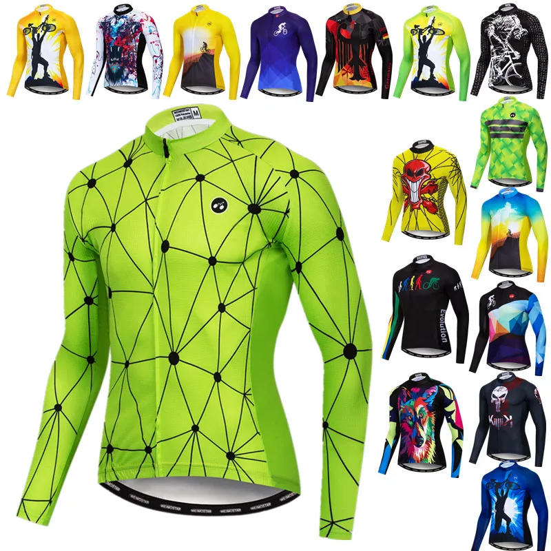 

Weimostar Green Men's Cycling Jersey Long Sleeve Bicycle Wear Clothes Maillot Ciclismo Mountain Bike Jacket Male Cycling Clothes