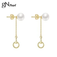 gn pearl natural freshwater 6 7mm pearl stud earrings gift gold color for women party birthday girls simple minimalism