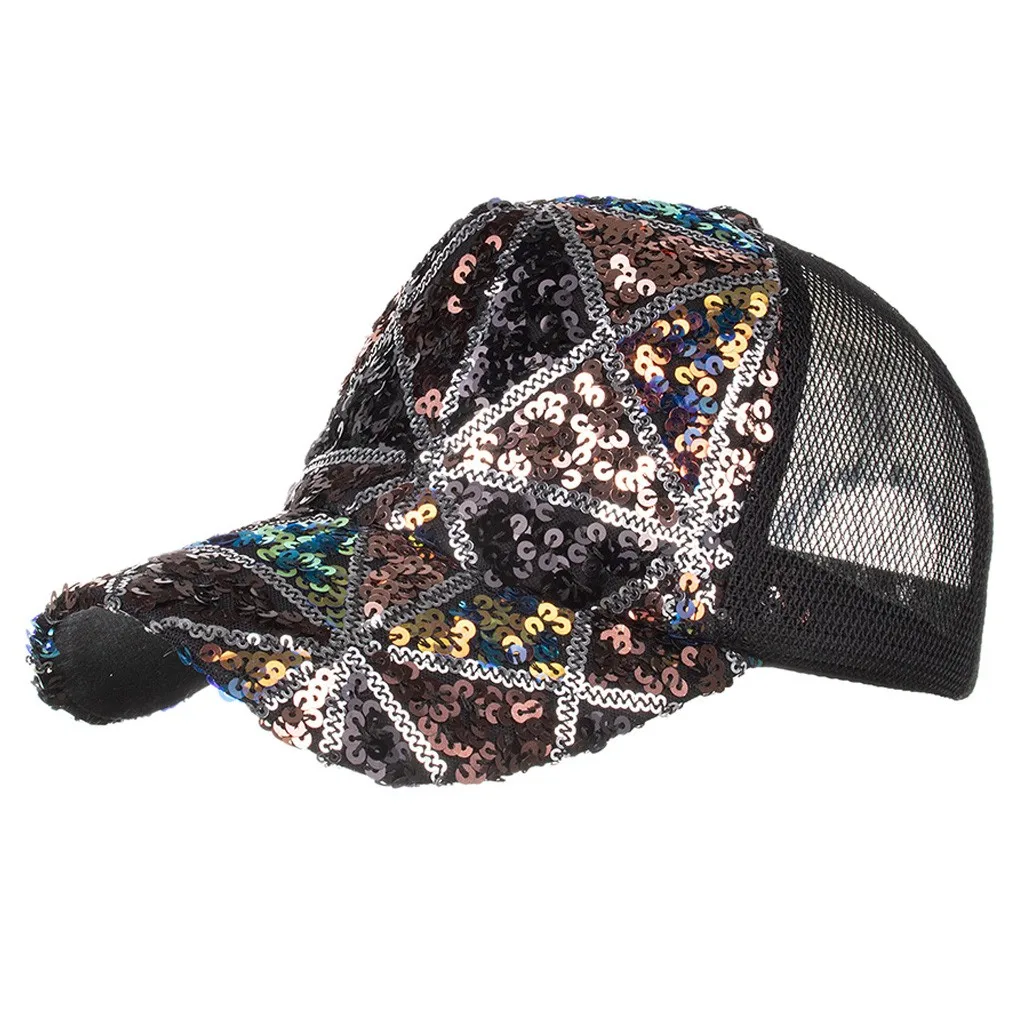 Бейсболка унисекс для мужчин и женщин регулируемая пляжная кепка с блестками в