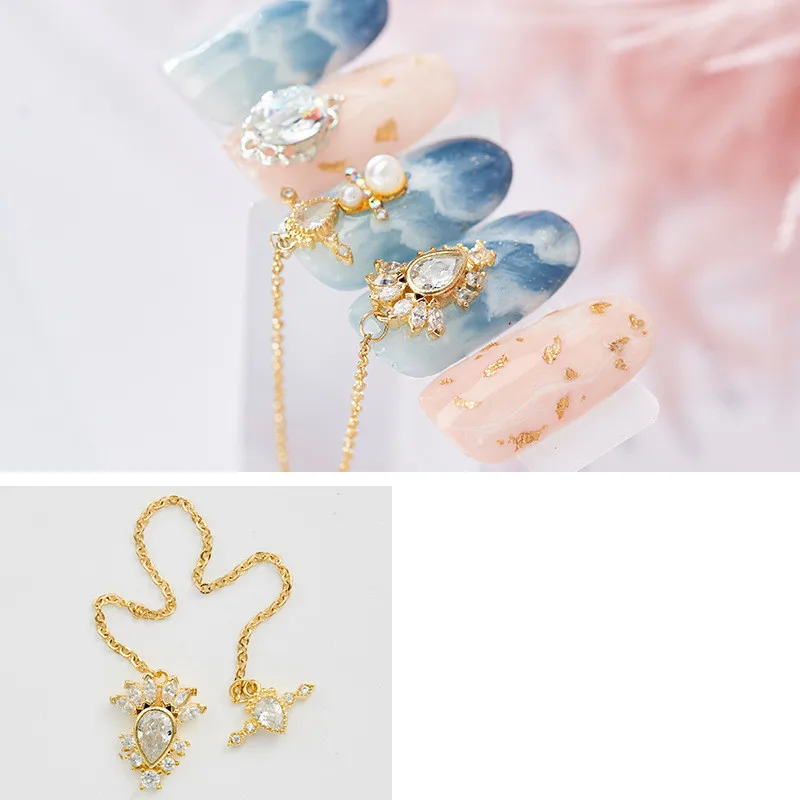 

High Quality Fashion Shiny Alloy Zircon Chain Various Patterns Rhinestones DIY Charm Nail Art Decoration Accessories