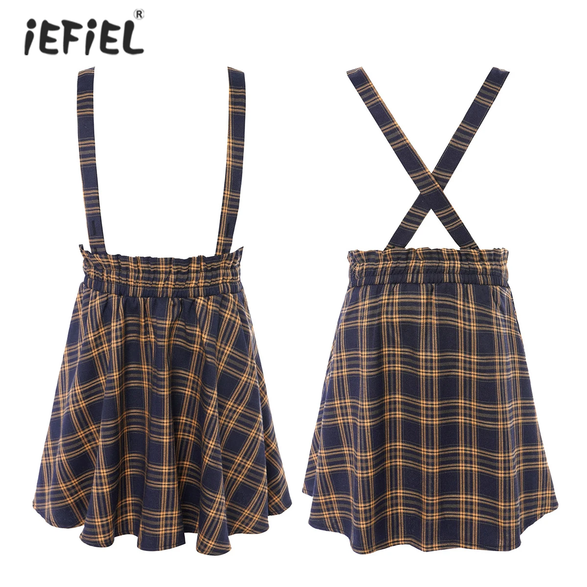

Kids Girls Suspender Skirt Cross Back Mini Pleated Plaid Straps Skirt Student Uniform School Skirts Children Casual Clothes