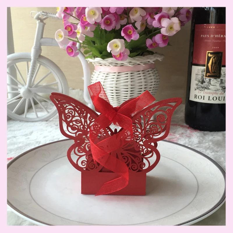 50 шт. 3D подарочная коробка из рустикальной и кружевной крафтовой бумажной