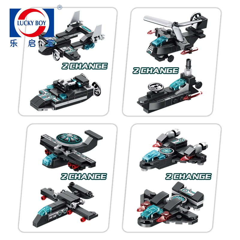 

Super Robot 12in1 Building Blocks Stacking Toys City Aircraft Police Warplane Helicopter Assembly DIY Bricks For children gift
