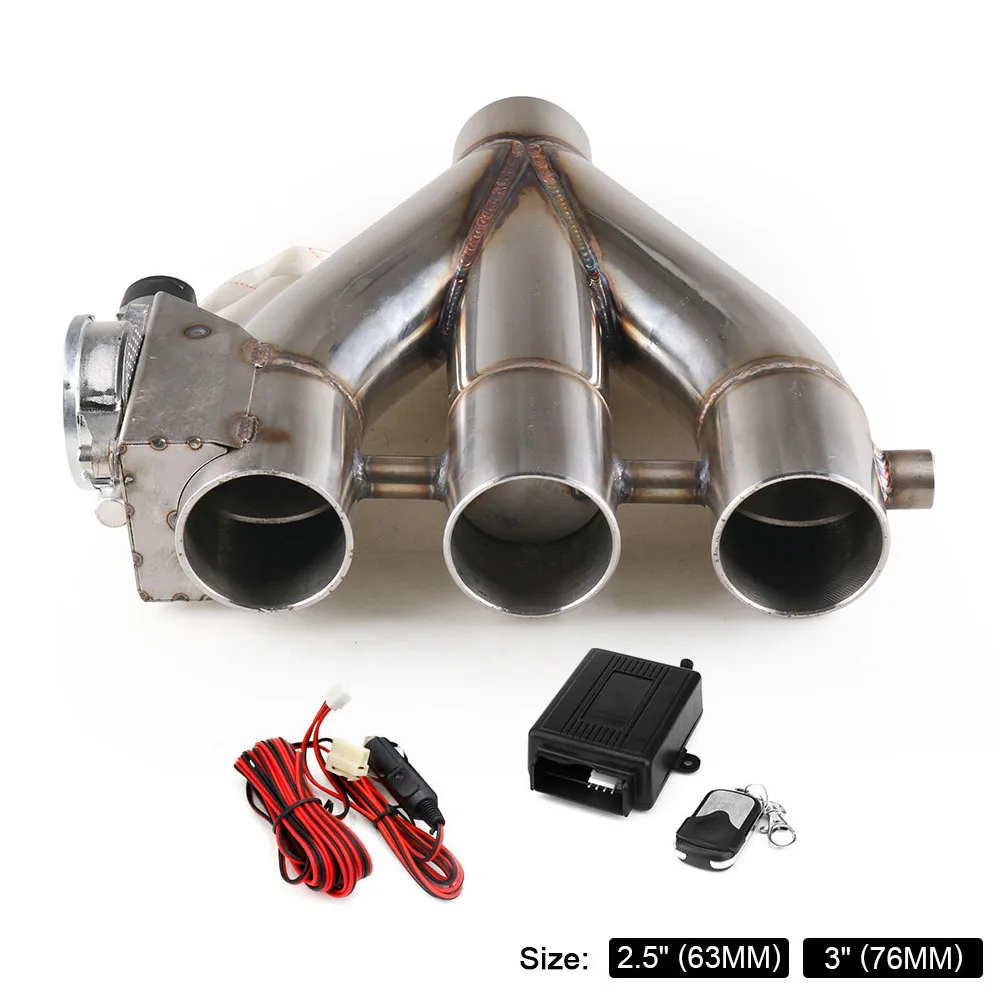 Электрическая выхлопная труба из нержавеющей стали 2 5 дюйма 3 0 тройной клапан с