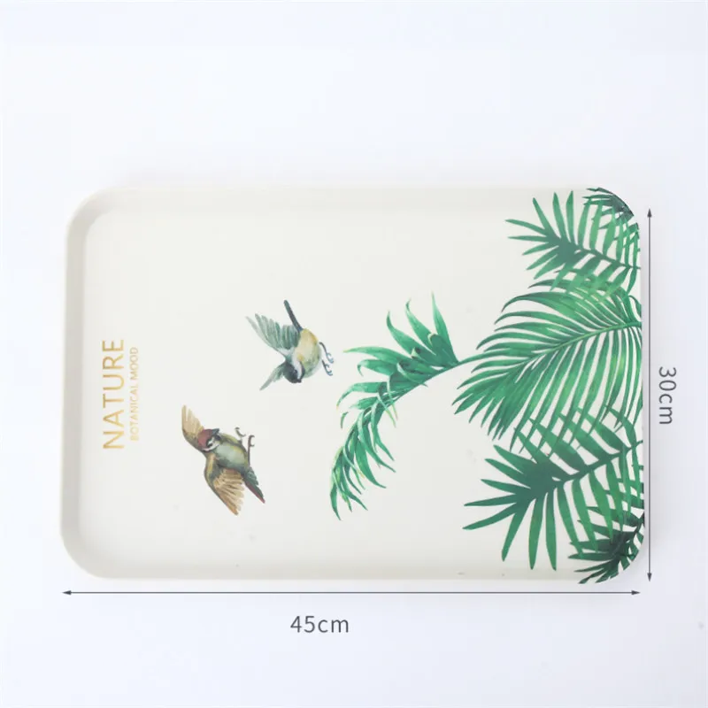 Large Bird 1 pcs Rectangle Fruit Bamboo Fiber Plates Storage Tray Family Dessert Dish Snack Dish Party Home Maintenance Tray Plate petisco - Цвет: Large Bird