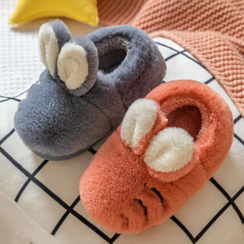 

Kids Slippers 2021 Winter New Cute Cartoon Rabbit Boys and Girls Cotton Slippers Indoor Warm Floor Slippers Toddler Girl Shoes