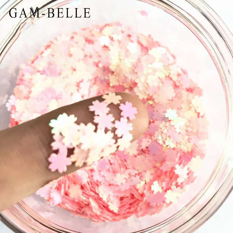 

Лазер GAM-BELLE 5 мм в форме вишни, блестки для ногтей, голографические розовые Серебристые хлопья, 3D украшения для ногтей, аксессуары