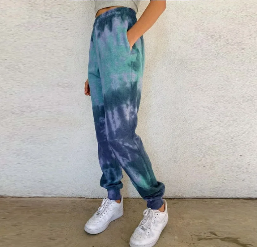 

2020 Autumn and Winter New Tie Dye Sweatpants Ladies Elastic Casual Loose Pants Small Feet Lantern Casual Pants Jogging Pants