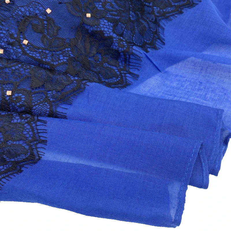 

Fashion Women Diamond Lace Turban Scarf Muslim Headscarf Islamic Cotton Hijab Head Wraps Foulard Femme Musulman Plain Shawl