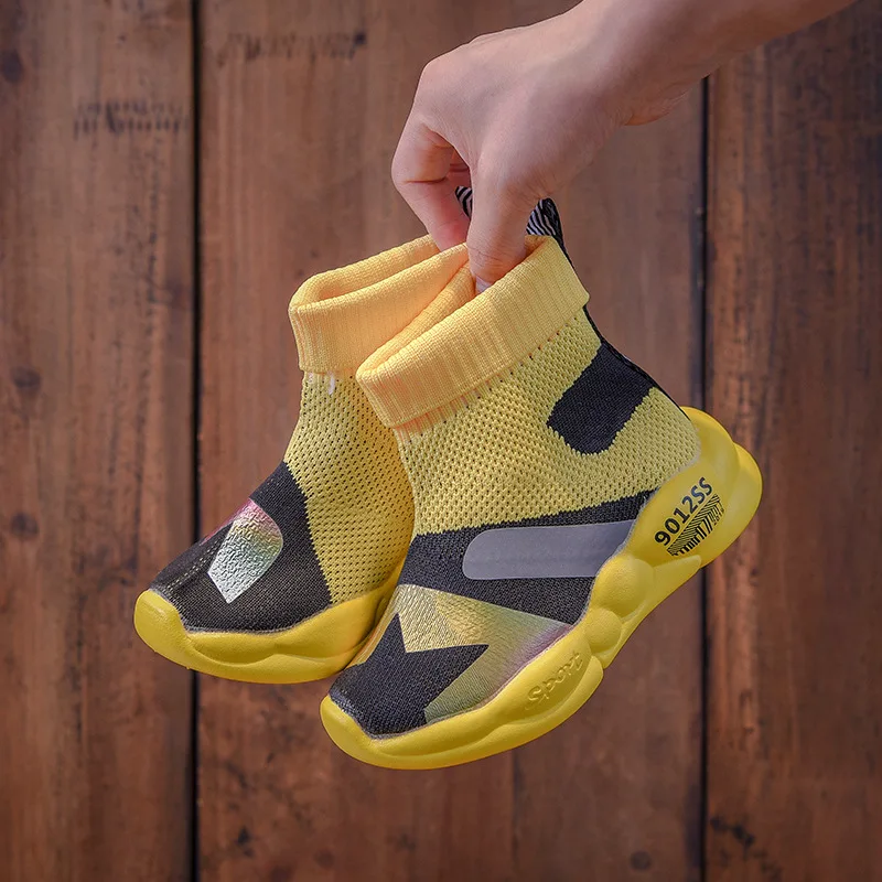 Новые осенние детские ботинки спортивная обувь носки для мальчиков и девочек