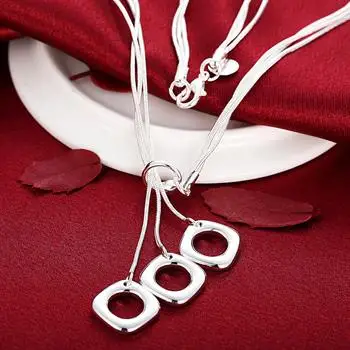 

Tai Chi Pendant Three Square Necklace 18 inch Fashion Geometric Pendant Silver Snake Necklace N153 LKNSPCN153