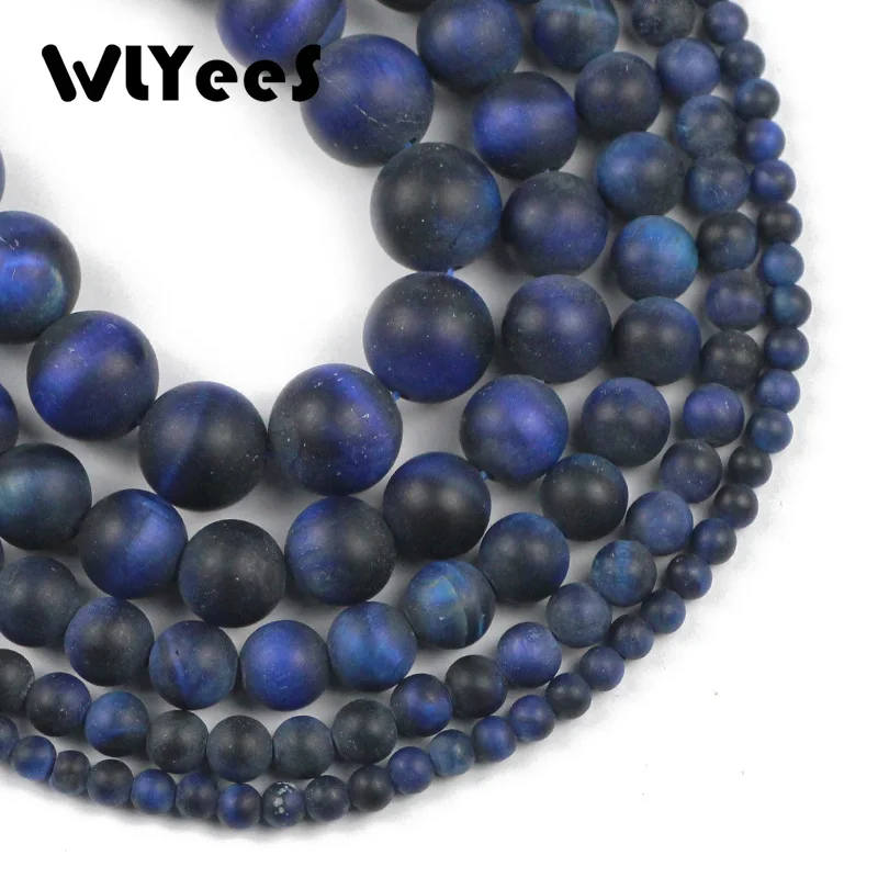 WLYeeS матовый синий тигровый глаз бусы из натурального камня круглые шарики 4/6/8/10/12