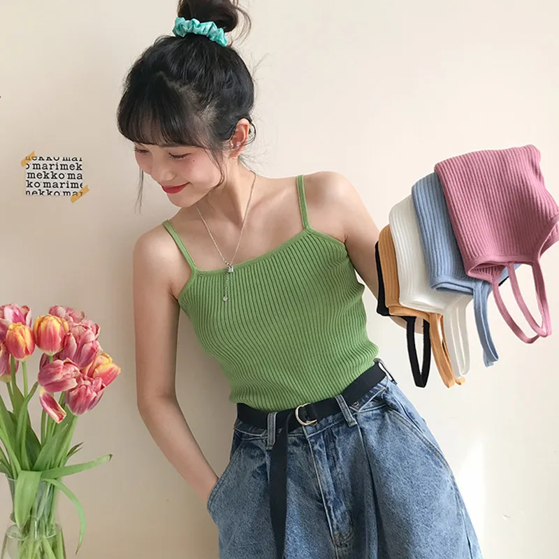 

Womens Summer Basic Streetwear Sleeveless Crop Tops Womens Summer Beach Tank Tops