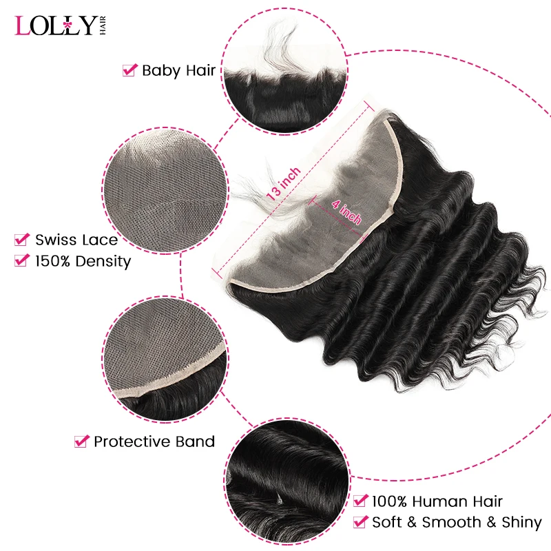 Свободные Пряди глубоких волн с фронтальной перуанской прядью человеческие