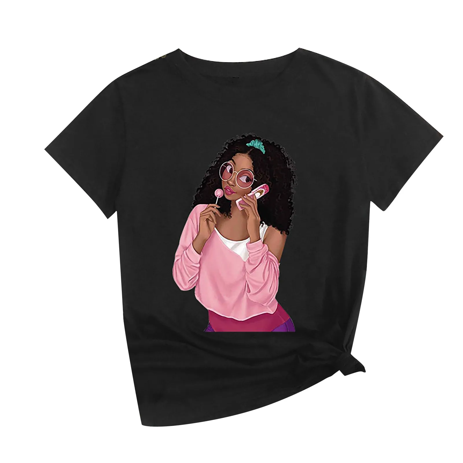 

Slim Fit Женская повседневная детская футболка-топ с черным верхом для девочек графический принт с коротким рукавом на каждый день повседневны...