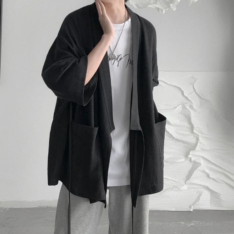 Модный Свободный кардиган в китайском стиле для мужчин пальто верхняя одежда