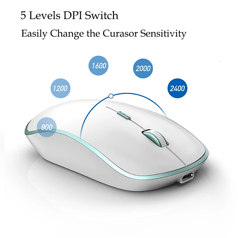 JOYACCESS Computer Mouse Rechargeable Wireless Mouse 2400DPI Ergonomic Mice for Computer Laptop Mouse for Desktop Notebook PC