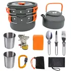 Набор посуды для кемпинга, набор для приготовления пищи, чайник, кастрюля, путешествия, пеший туризм, пикник, посуда для барбекю