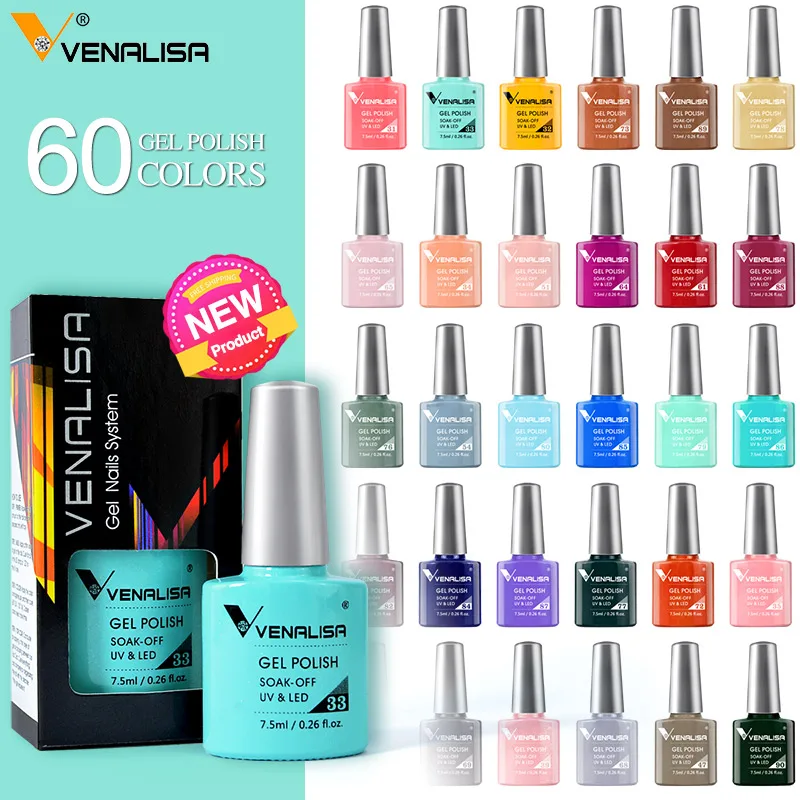 

30pcs VENALISA Nail Art Holographic Camouflage 60 Color Nail Varnish Manicure Lacquer Polish LED Gel Soak Lacquer Morror Effect
