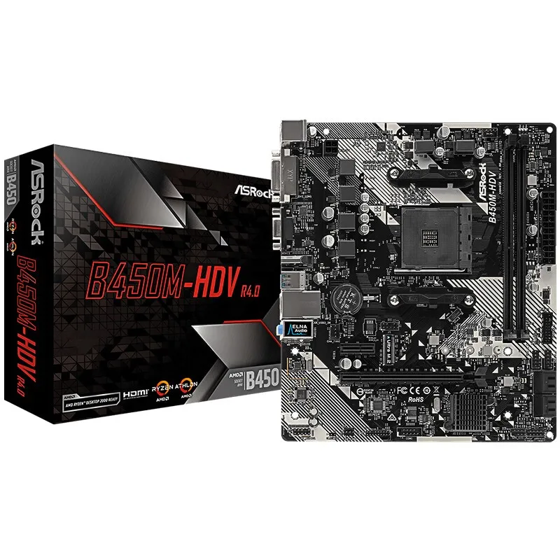 ASRock B450M-HDV R4.0 & Ryzen 7 3700x &DDR4 8GB 2400MHZ*2 Combination Kit Support M.2 NVME AMD B450 Socket AM4 5800X/3700X/3600x