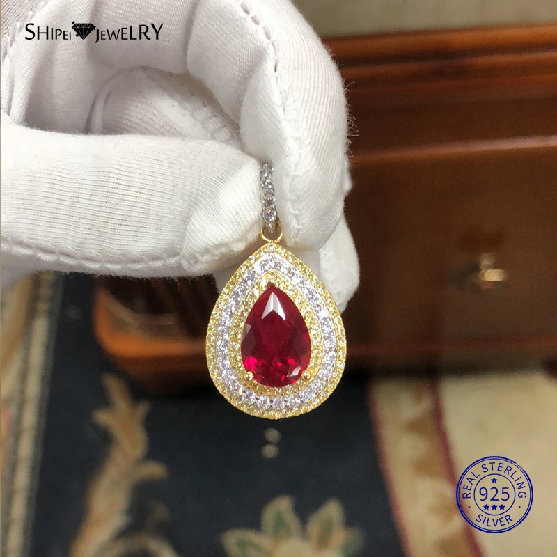Женское Ожерелье-капелька Shipei рубиновое ожерелье из стерлингового серебра 925