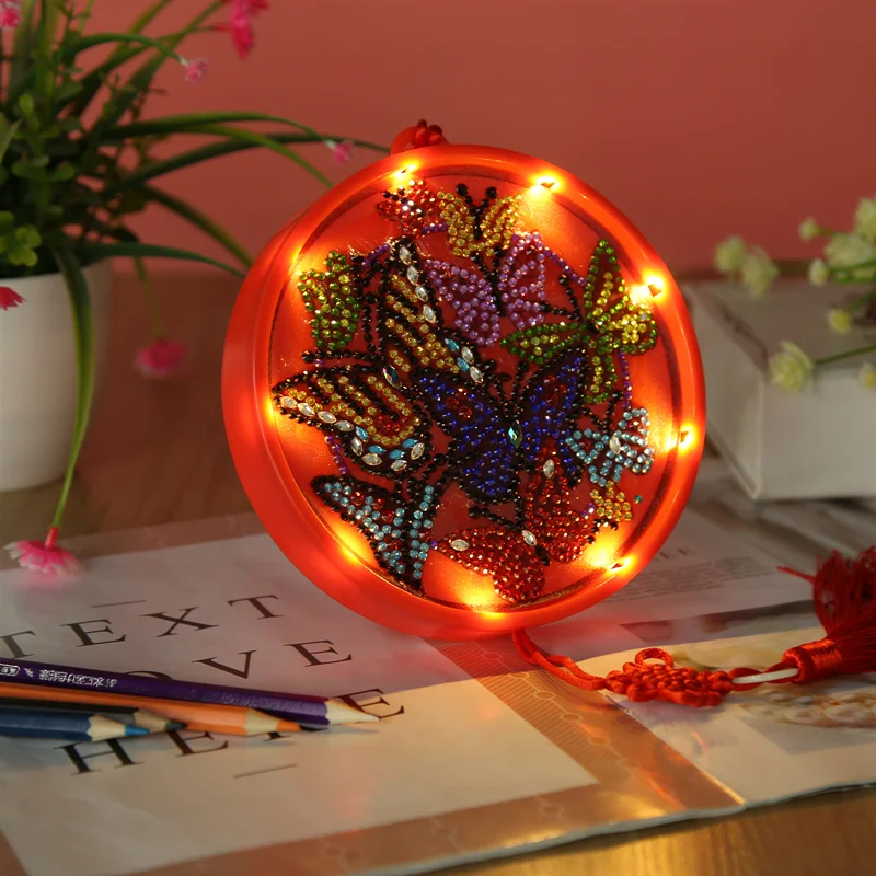 5D DIY Diamond Painting LED Night Light with Tassel Embroidery Hanging Lamp Oranments Home Table Derorations | Дом и сад