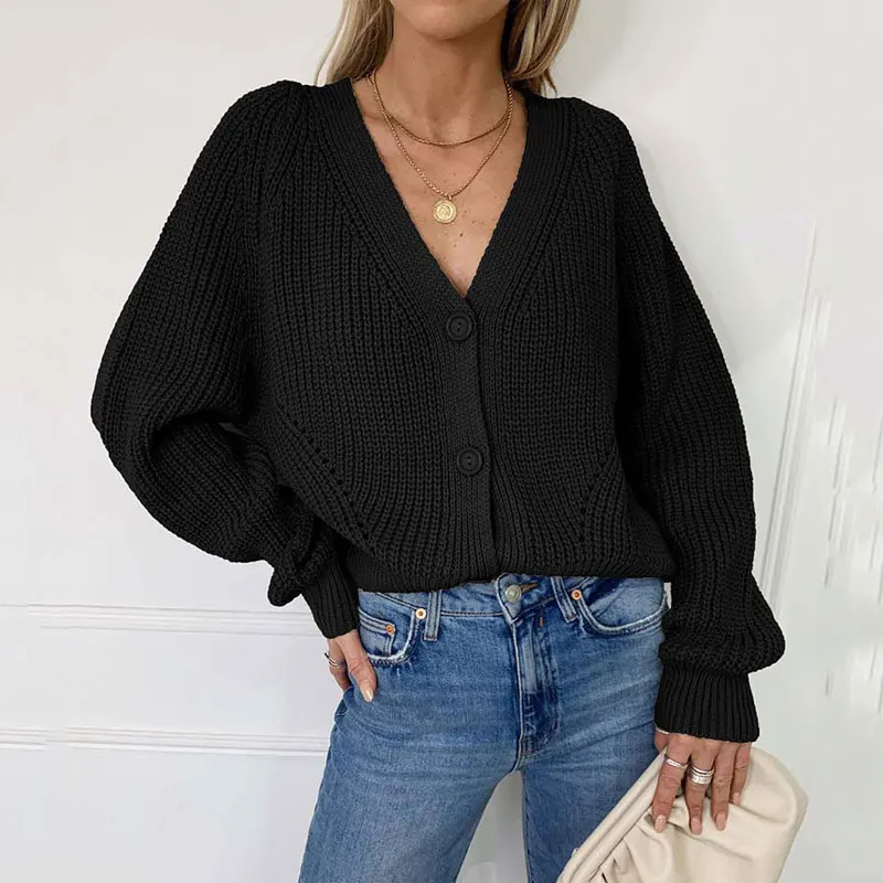 

2020 Autumn Knitted Cardigan Women V Neck Cardigan Sweater Ladies Long Sleeve Winter Sweater Female Button cardigan For Women