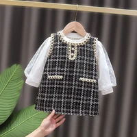 fashion girls plaid princess costumes lightweight breathable toddler white top and dress 2pcs infant party elegant clothing 0 2y