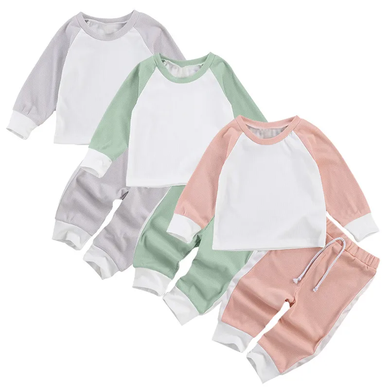 

2021 Girl Boy Long sleeve Tops T-shirt Pants 2pcs Clothes Baby Clothing Set Children Spring Outfits Clothes