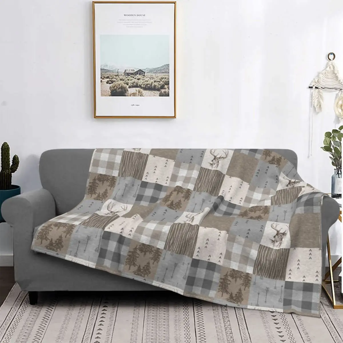

Ретазос venado-Манта рустика нейтральные, colcha de cama cuadros, funda de cama, Manta de verano, mantas y pañ