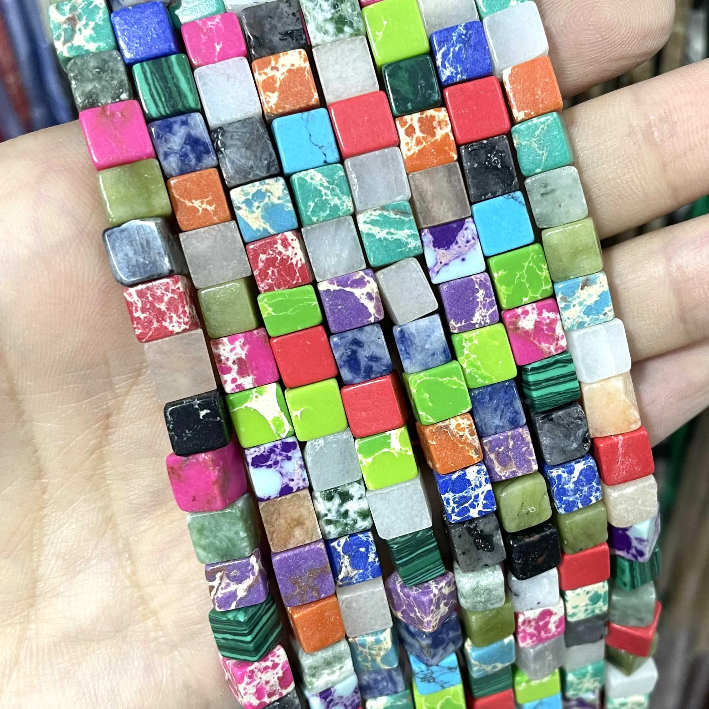6*6mm Natural Square Jades Agates Lapis Lazuli Amazonite Stone Spacer Beads For Jewelry Making Charm DIY Bracelet Necklace | Украшения и