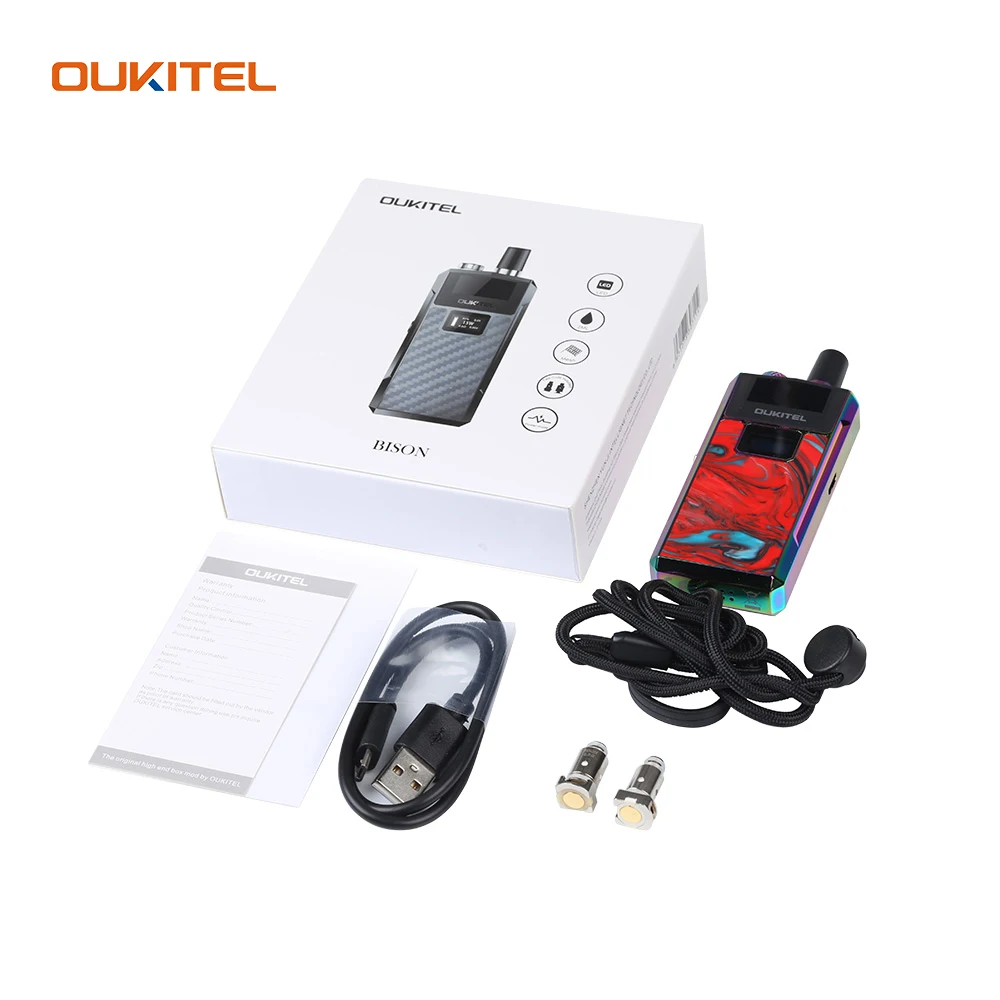 Оригинальный комплект Oukitel Bison Vape встроенный аккумулятор 1000 мАч 2 мл пустой Pod 0.6ohm