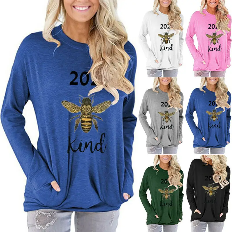 

Womens Long Sleeve Print T Shirt Ladies Autumn Causal Jumper Pullover Plus Size