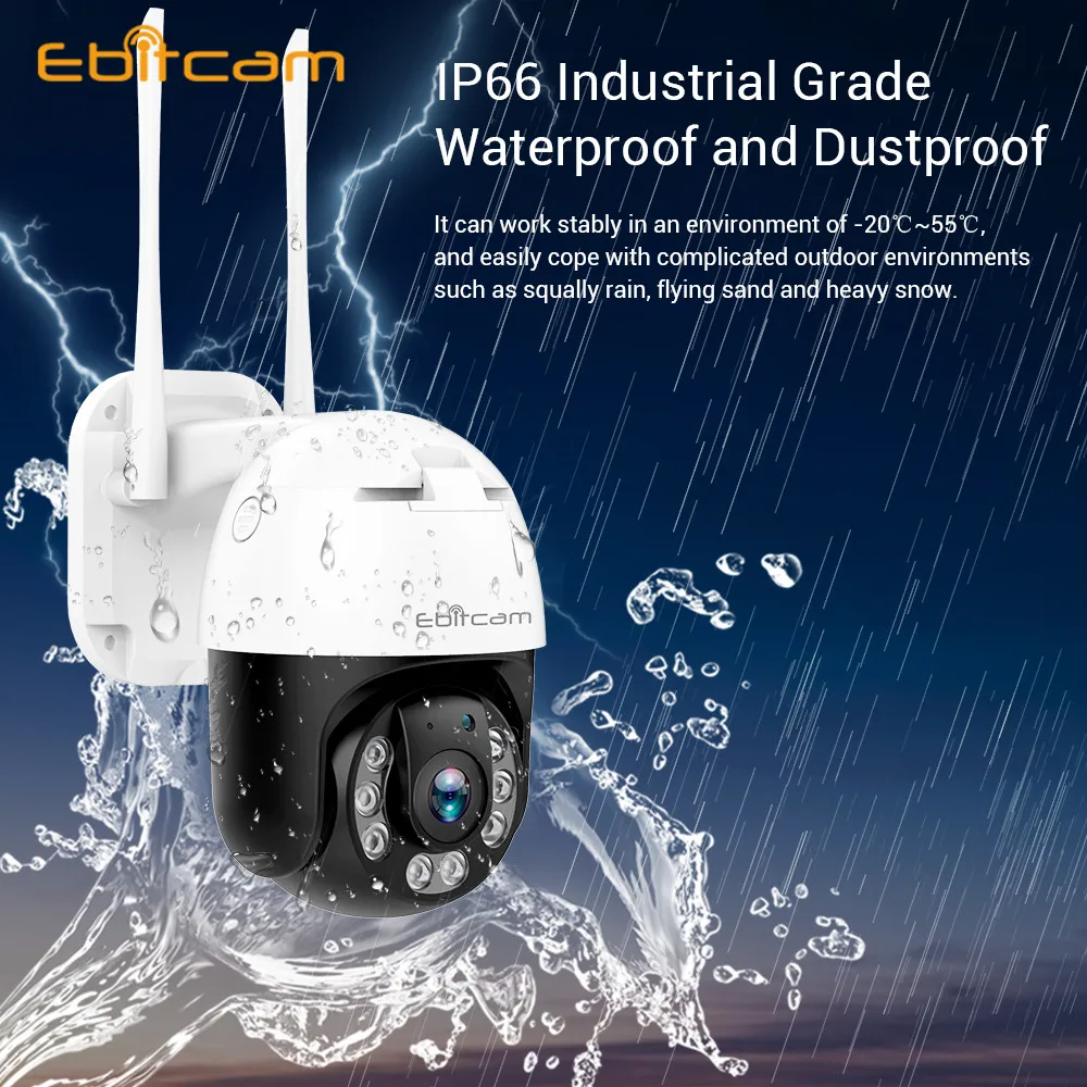 

IP66 Waterproof 1080P Security Wifi Ip Camera PTZ Rotate Outdoor Starlight Full Color Night Vision CCTV AI Surveillance Monitor