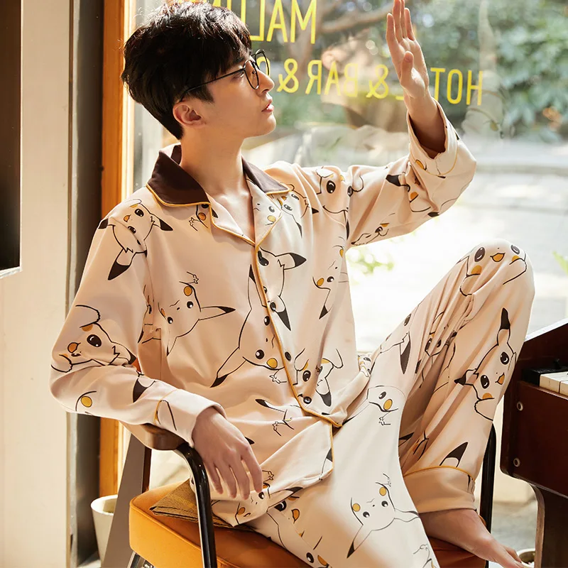 Осенне-зимний хлопковый милый костюм с длинным рукавом весенний мужской