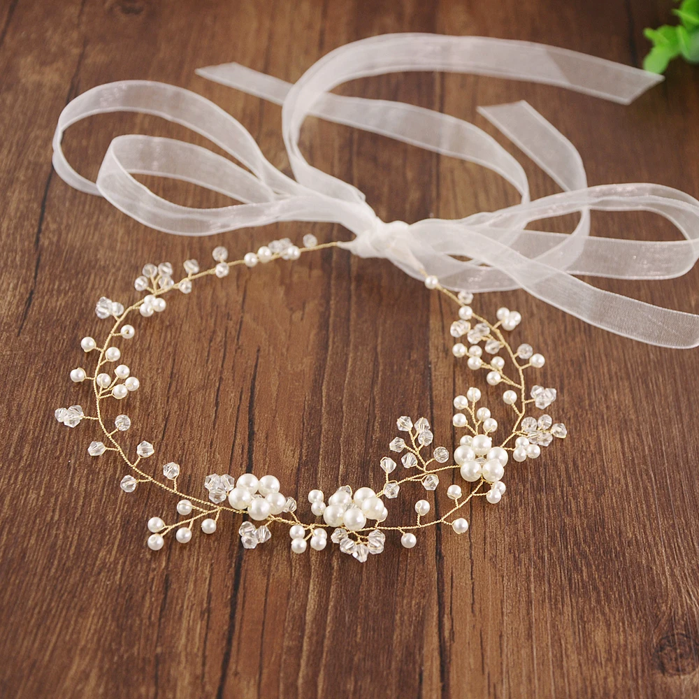 

HP126 фотофоны со сказочным золотым элегантным невесты повязка на голову свадебные аксессуары для волос для девочек с жемчугом и с украшением...