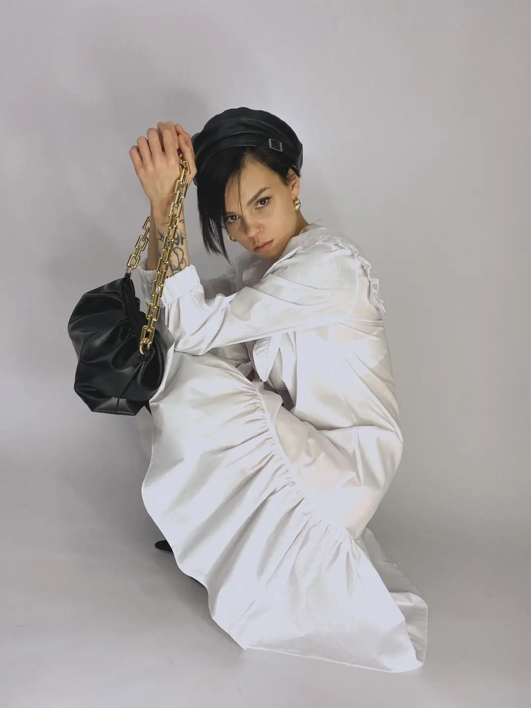 

Fashion women dress with doll collar, long sleeve, 2021 New, pleated skirt, cotton dress, spring-summer 2021