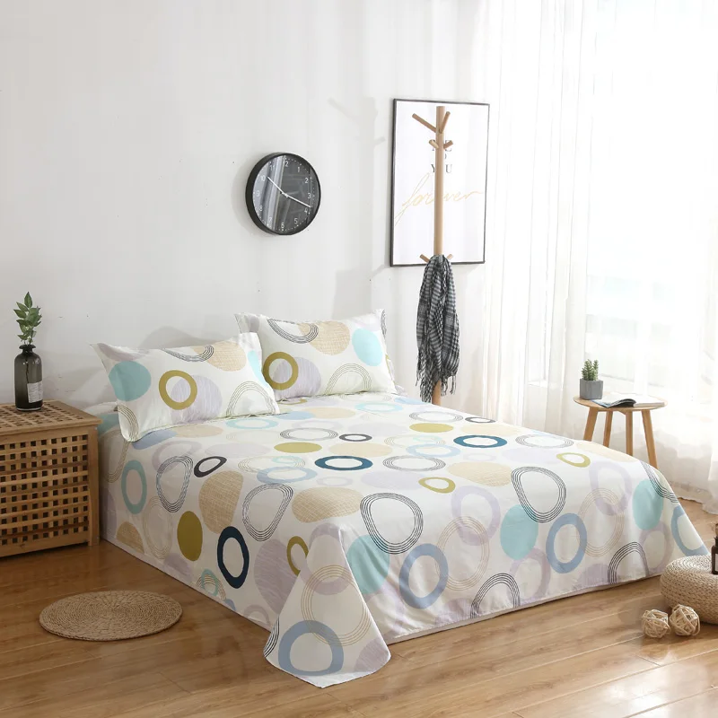 

JLBBcotton Flat Sheet Men Women Children Bedding Include Bed Flat Sheet Pillowcase Twin Full Queen King Size Simple Bedspread