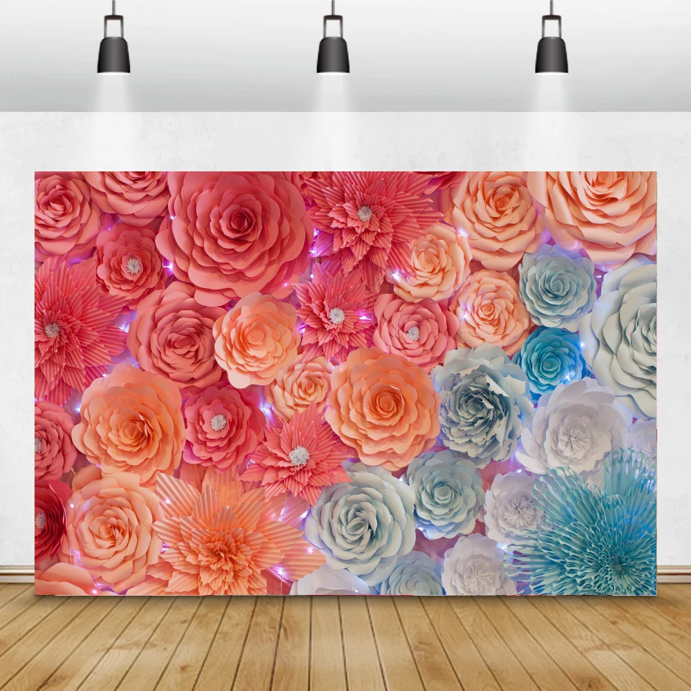 

Laeacco Flowers Birthday Party Wedding Handmade Wall Decor Baby Portrait Photography Backgrounds Photo Backdrops Photo Stuido