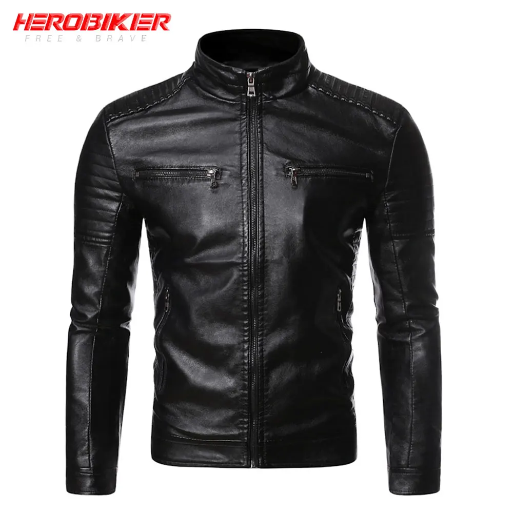 Мотоциклетная куртка HEROBIKER из искусственной кожи в стиле ретро Мужская