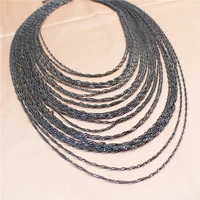 big multilayer statement black chains bohemian necklace for women female wedding party vintage long necklaces pendants jewelry