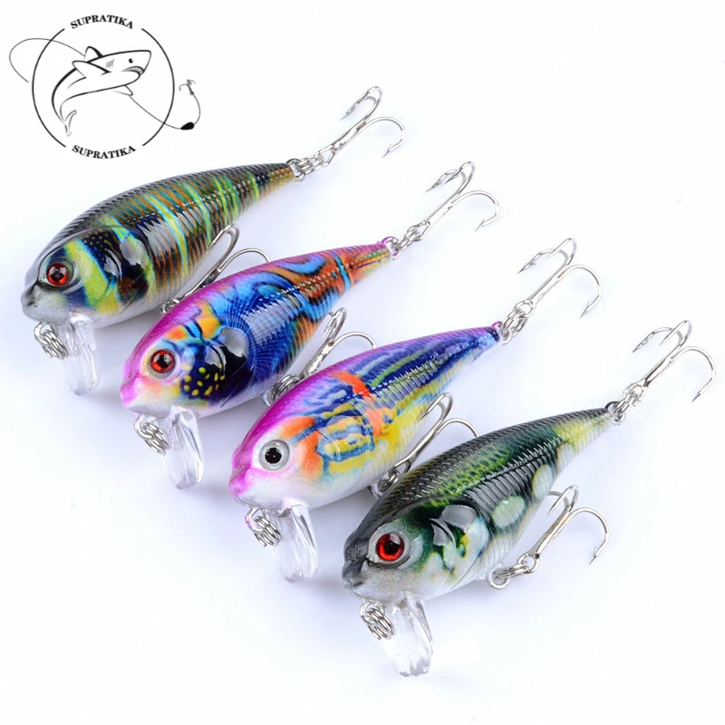 

4Pcs/Lot 5.5cm/9g 3D Painting Wobblers For Pike Fishing Crank Lures Lifelike Crankbait Artificial Hard Baits Isca Tackle
