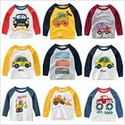 2022, Детские футболки для мальчиков, одежда, милые хлопковые топы с длинным рукавом и мультипликационным автомобилем, рубашки для маленьких девочек, нижнее белье для детей 27