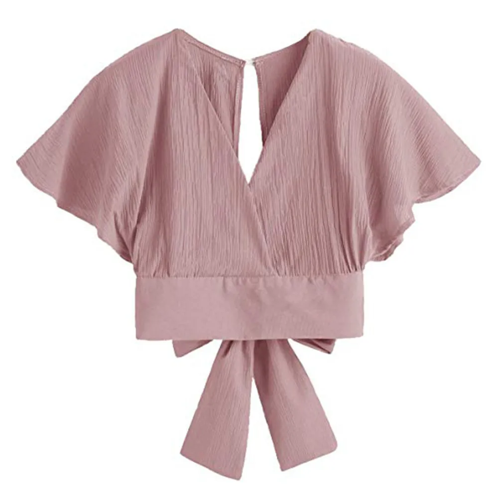 Женская летняя рубашка с открытым вырезом хлопковая Футболка V образным и лямкой