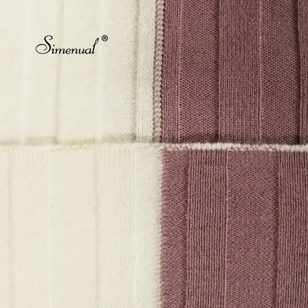 

Simenual Patchwork women's turtleneck sweaters and pullovers autumn knitting clothes skinny sexy cropped lady's sweater hot sale
