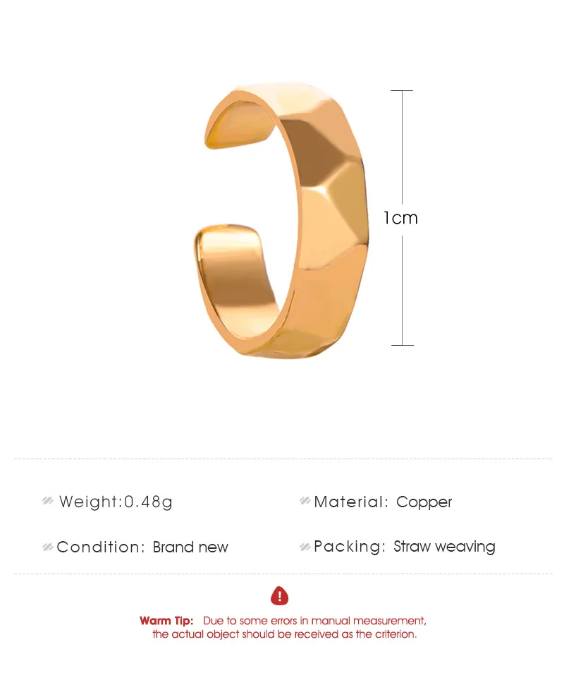 1 PCS Vintage Gold Color Wide Alloy Circle Ear Clip Cuff Earrings for Women Girls Punk Simple No Piercing Bijoux | Украшения и