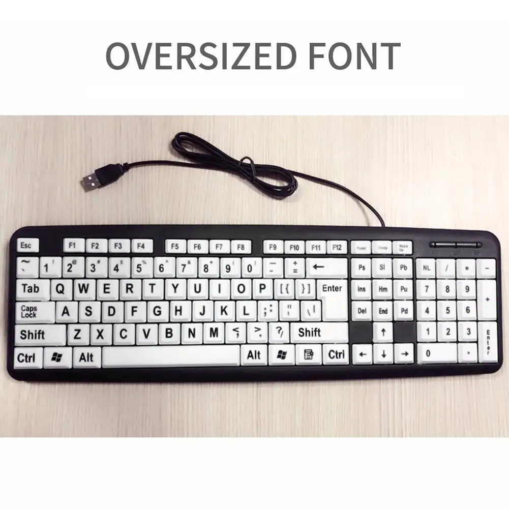 

107 Keys USB Wired Large Print Desktop Laptop Keyboard for Elderly Old People Designed for People With Visual Impairment