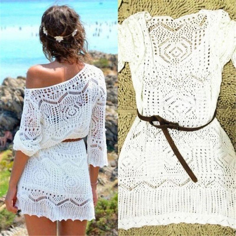 

Women Ladies Lace Crochet Casual Dress Summer Clothes Cover Up Swimwear Bathing Suit Summer Swimwear