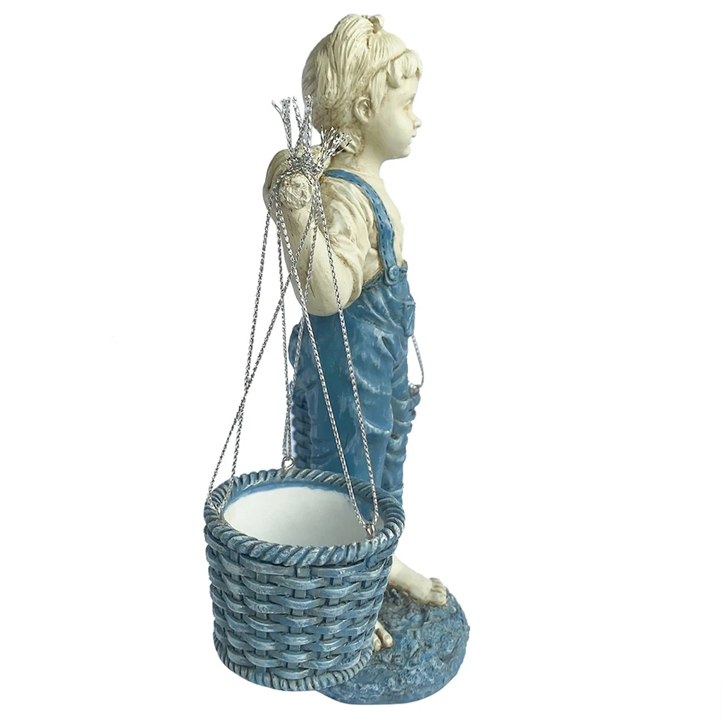 

Small Girls Garden Statue Miniature Figurines Sculpture Planter Yard Decor